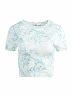 Alice + Olivia Cindy Printed Cotton Crop Tee