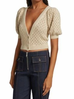 Alice + Olivia Romi Puff-Sleeve Embellished Cardigan -Alice + Olivia Sales unnamed file 2724