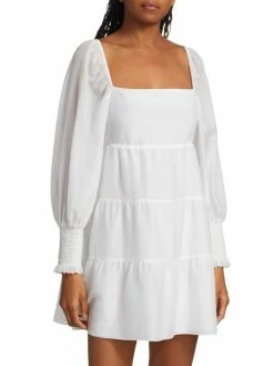 Alice + Olivia Rowen Tiered Tie-Back Cotton Minidress -Alice + Olivia Sales unnamed file 275