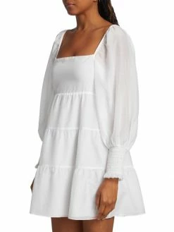 Alice + Olivia Rowen Tiered Tie-Back Cotton Minidress -Alice + Olivia Sales unnamed file 276