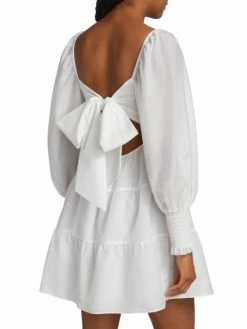 Alice + Olivia Rowen Tiered Tie-Back Cotton Minidress -Alice + Olivia Sales unnamed file 277