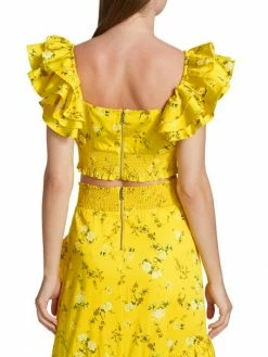 Alice + Olivia Shanae Ruffled Cotton-Blend Crop Top -Alice + Olivia Sales unnamed file 284