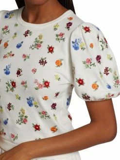 Alice + Olivia Risa Embroidered Puff-Sleeve Top -Alice + Olivia Sales unnamed file 296