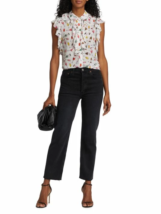 Alice + Olivia Robbie Ruffle-Shoulder Silk Blouse 4 Alice + Olivia Robbie Ruffle-Shoulder Silk Blouse - Image 2