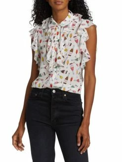 Alice + Olivia Robbie Ruffle-Shoulder Silk Blouse 11 Alice + Olivia Robbie Ruffle-Shoulder Silk Blouse -Alice + Olivia Sales unnamed file 307