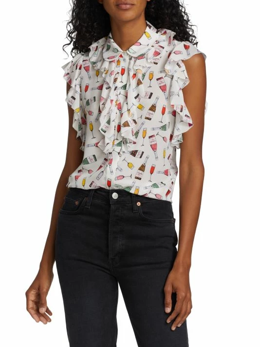 Alice + Olivia Robbie Ruffle-Shoulder Silk Blouse 5 Alice + Olivia Robbie Ruffle-Shoulder Silk Blouse - Image 3