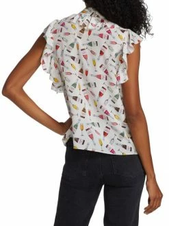 Alice + Olivia Robbie Ruffle-Shoulder Silk Blouse 13 Alice + Olivia Robbie Ruffle-Shoulder Silk Blouse -Alice + Olivia Sales unnamed file 309