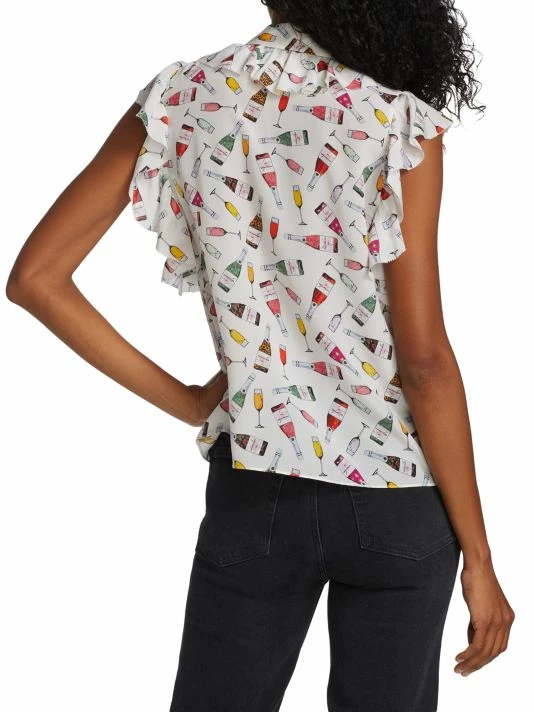 Alice + Olivia Robbie Ruffle-Shoulder Silk Blouse 7 Alice + Olivia Robbie Ruffle-Shoulder Silk Blouse - Image 5