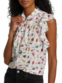 Alice + Olivia Robbie Ruffle-Shoulder Silk Blouse 14 Alice + Olivia Robbie Ruffle-Shoulder Silk Blouse -Alice + Olivia Sales unnamed file 310