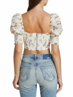 Alice + Olivia Audie Floral Puff-Sleeve Corset Top -Alice + Olivia Sales unnamed file 352