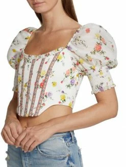 Alice + Olivia Audie Floral Puff-Sleeve Corset Top -Alice + Olivia Sales unnamed file 353