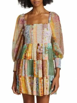 Alice + Olivia Rowen Tiered Square-Neck Tunic Dress -Alice + Olivia Sales unnamed file 357