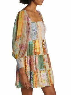 Alice + Olivia Rowen Tiered Square-Neck Tunic Dress -Alice + Olivia Sales unnamed file 358