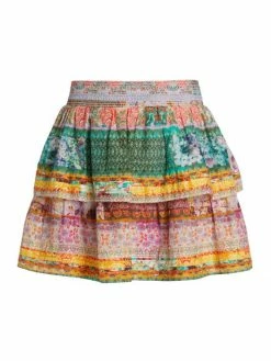 Alice + Olivia Jojo Printed Tiered Ruffle Miniskirt