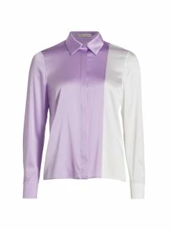 Alice + Olivia Willa Colorblocked Silk Blouse