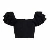 Alice + Olivia Tawny Square-Neck Ruffle Crop Top