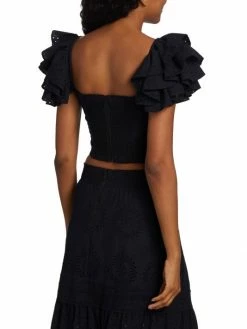 Alice + Olivia Tawny Square-Neck Ruffle Crop Top -Alice + Olivia Sales unnamed file 468