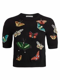 Alice + Olivia Ciara Butterfly Embroidered Sweater