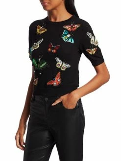 Alice + Olivia Ciara Butterfly Embroidered Sweater -Alice + Olivia Sales unnamed file 51