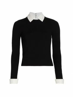 Alice + Olivia Dory Layered Sweater Soft White Black -Alice + Olivia Sales unnamed file 574