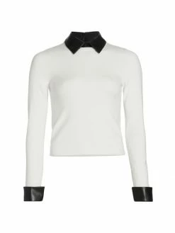 Alice + Olivia Dory Layered Sweater Soft White Black -Alice + Olivia Sales unnamed file 575