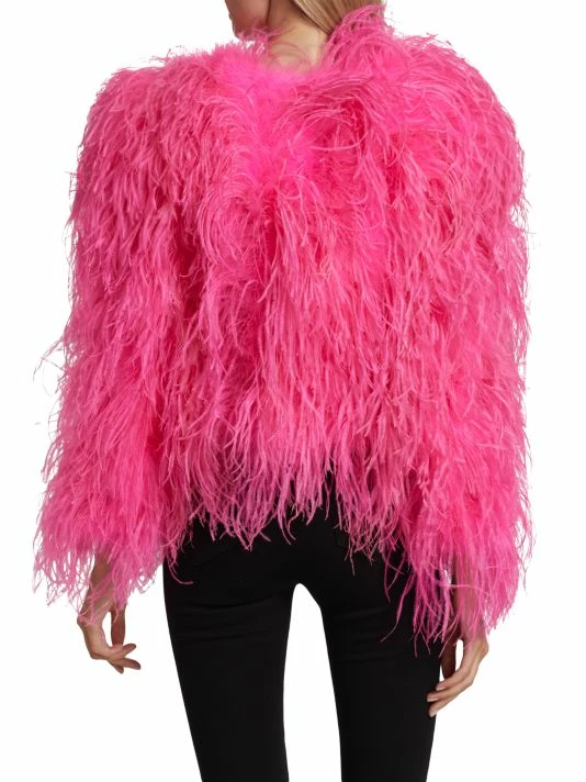 Alice + Olivia Kidman Dyed Ostrich Feather Jacket 7 Alice + Olivia Kidman Dyed Ostrich Feather Jacket - Image 5