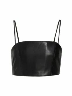 Alice + Olivia Pearle Vegan Leather Crop Top