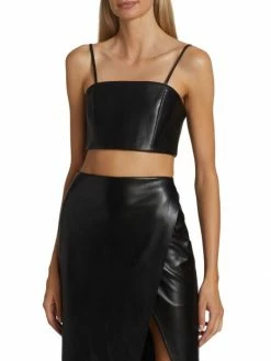 Alice + Olivia Pearle Vegan Leather Crop Top -Alice + Olivia Sales unnamed file 620