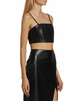 Alice + Olivia Pearle Vegan Leather Crop Top -Alice + Olivia Sales unnamed file 621