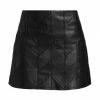 Alice + Olivia Riley Lamb Leather Miniskirt Black