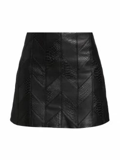 Alice + Olivia Riley Lamb Leather Miniskirt Black