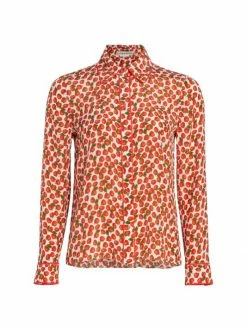 Alice + Olivia Willa Strawberry Silk Shirt