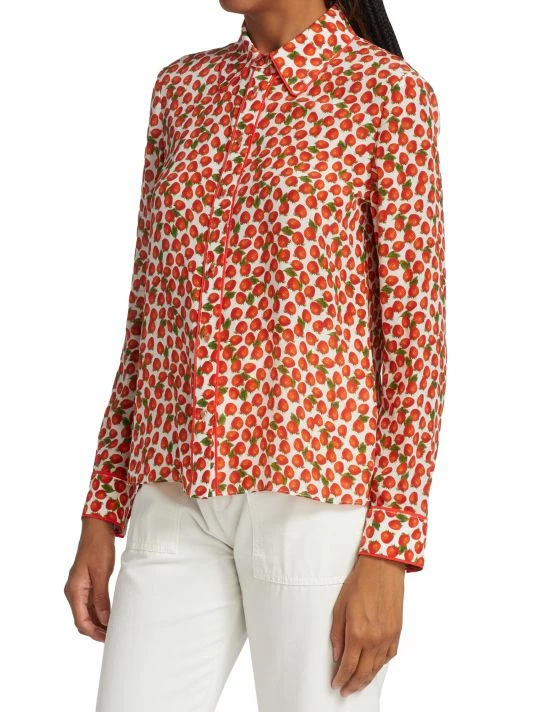 Alice + Olivia Willa Strawberry Silk Shirt 6 Alice + Olivia Willa Strawberry Silk Shirt - Image 4