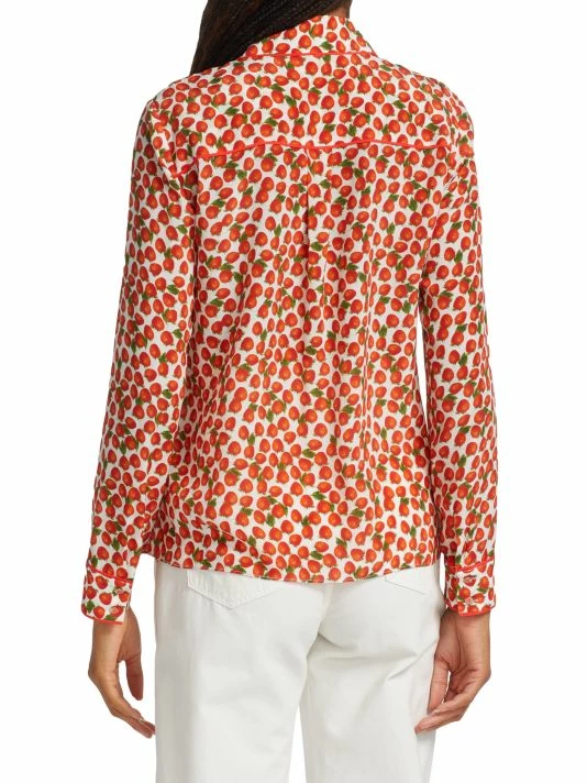 Alice + Olivia Willa Strawberry Silk Shirt 7 Alice + Olivia Willa Strawberry Silk Shirt - Image 5