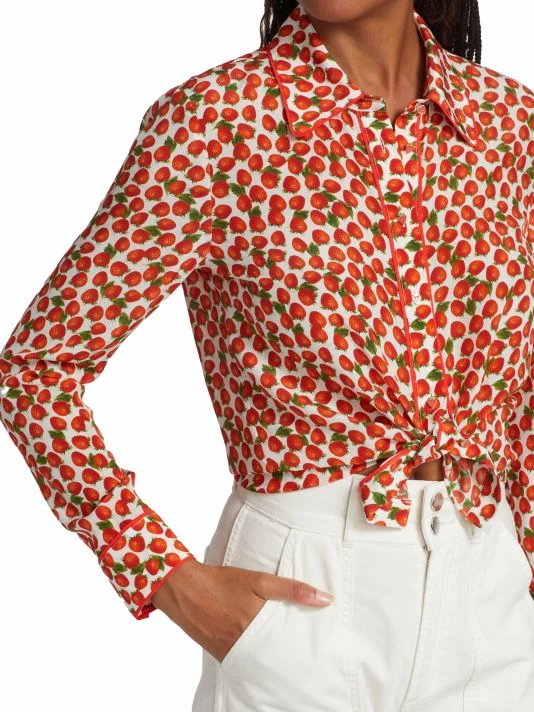 Alice + Olivia Willa Strawberry Silk Shirt 8 Alice + Olivia Willa Strawberry Silk Shirt - Image 6