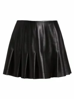Alice + Olivia Carter Vegan Leather Pleated Miniskirt Black -Alice + Olivia Sales unnamed file 725