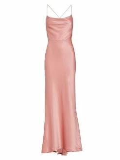 Alice + Olivia Montana Satin Cowlneck Gown Raspberry -Alice + Olivia Sales unnamed file 730