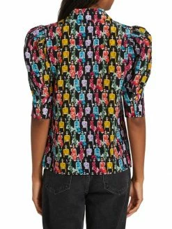 Alice + Olivia Willa Printed Puff-Sleeve Shirt -Alice + Olivia Sales unnamed file 749