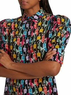 Alice + Olivia Willa Printed Puff-Sleeve Shirt -Alice + Olivia Sales unnamed file 750