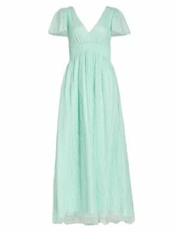 Alice + Olivia Charlsie Smocked-Waist Maxi Dress Powder Blue -Alice + Olivia Sales unnamed file 776