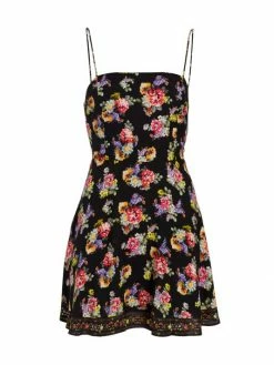 Alice + Olivia Glinda Printed Smocked Crepe Minidress