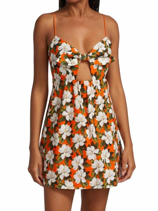 Alice + Olivia Melvina Floral Tie-Front Cut-Out Minidress 5 Alice + Olivia Melvina Floral Tie-Front Cut-Out Minidress - Image 3