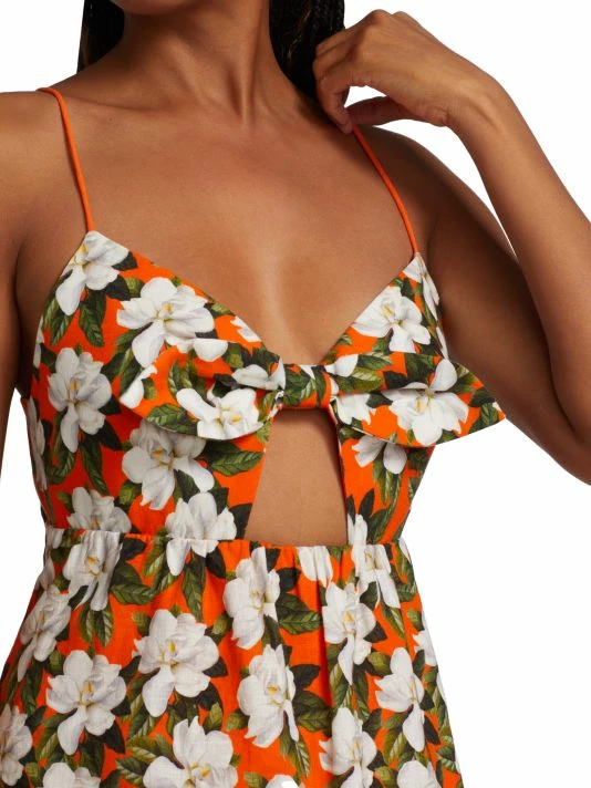 Alice + Olivia Melvina Floral Tie-Front Cut-Out Minidress 8 Alice + Olivia Melvina Floral Tie-Front Cut-Out Minidress - Image 6