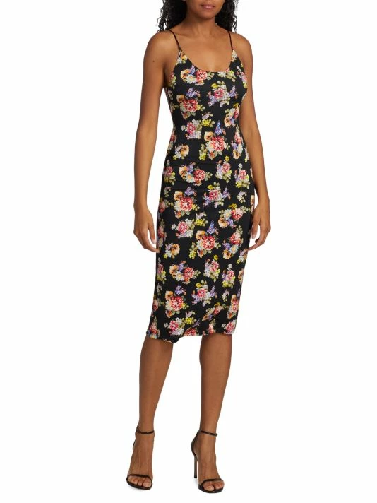 Alice + Olivia Delora Fitted Floral Midi-Dress 5 Alice + Olivia Delora Fitted Floral Midi-Dress - Image 3