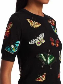 Alice + Olivia Ciara Butterfly Embroidery Stretch-Wool Pullover -Alice + Olivia Sales unnamed file 848