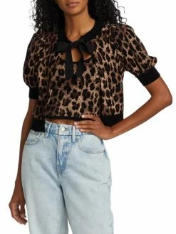 Alice + Olivia Kitty Leopard Puff-Sleeve Cardigan -Alice + Olivia Sales unnamed file 873