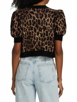 Alice + Olivia Kitty Leopard Puff-Sleeve Cardigan -Alice + Olivia Sales unnamed file 875