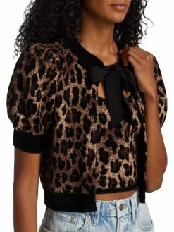 Alice + Olivia Kitty Leopard Puff-Sleeve Cardigan -Alice + Olivia Sales unnamed file 876