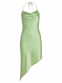 Alice + Olivia Harmony Asymmetric Satin Slip Dress