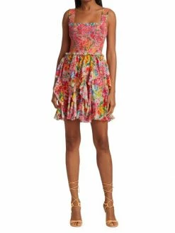 Alice + Olivia Jocelyn Smocked Ruffle Minidress -Alice + Olivia Sales unnamed file 969